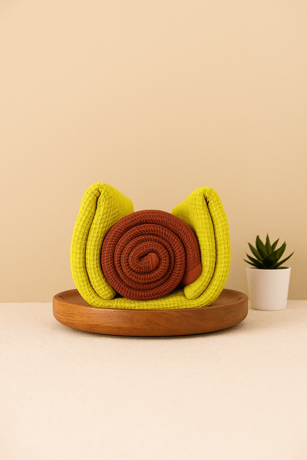 DRAPE&LUXE Honeycomb Cotton Towel – Pack of 2 (Yellow with brown)